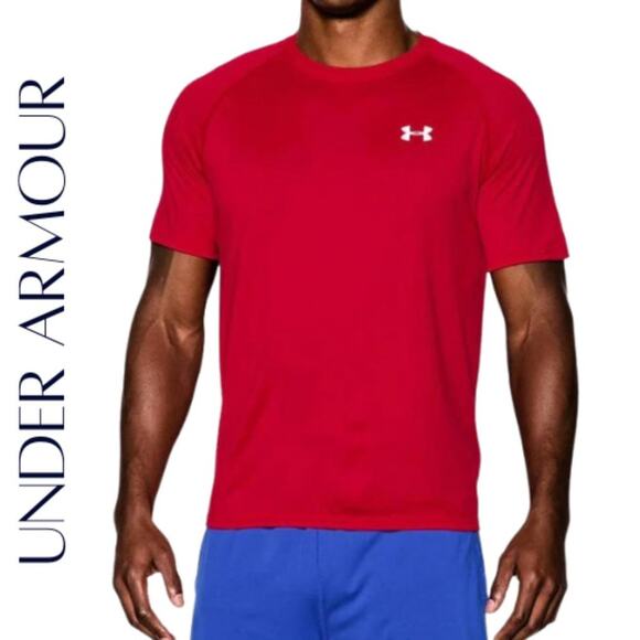 UNDER ARMOUR Men’s Tech Short Sleeve T-Shirt, 2XL, Red, NWT! - Picture 1 of 10